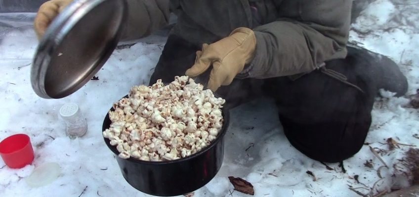 Campfire Popcorn the Old Fashioned Way (Video)