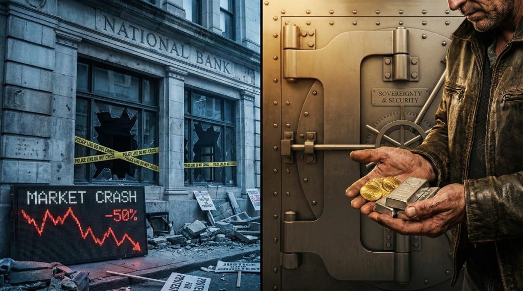 Gold and silver precious metals storage security - bank collapse vs home vault