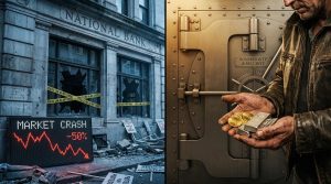 Gold and silver precious metals storage security - bank collapse vs home vault